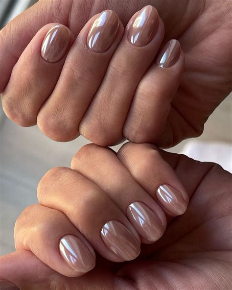 Chrome Nude Nails Simple Nails Nail Designs Neutral Nails