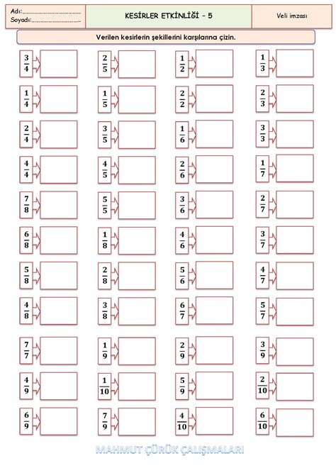 2 Sınıf Matematik Kesirler Etkinliği 5 MaviOkul 2024 2025