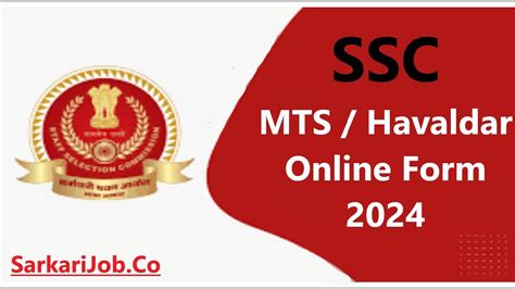 SSC MTS Havaldar Online Form 2024 YouTube