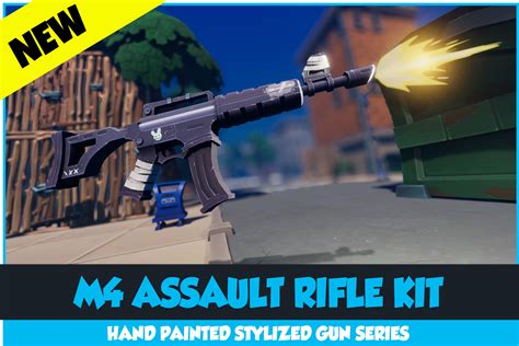 Stylized M4 Assault Rifle With Scope Complete Kit With Gunshot Vfx And