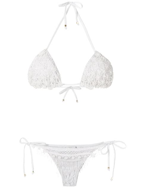 Amir Slama Bikini Mit Perlen Weiß FARFETCH DE