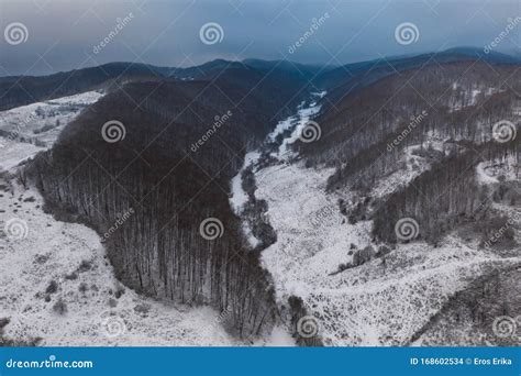 Transylvanian Winter Landscape Drone View Stock Photo - Image of ...