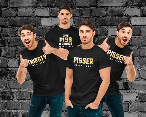 BUNDLE The PISS 4 Pcs Gay Men S BDSM Fetish Club Black T Shirts With Yellow Watersports