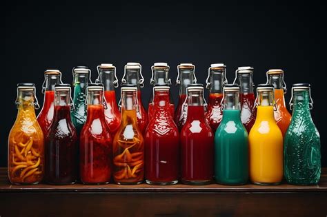 Premium AI Image Packaging Photoshoot Of A Collection Of Hot Sauce Bottles Arranged Together