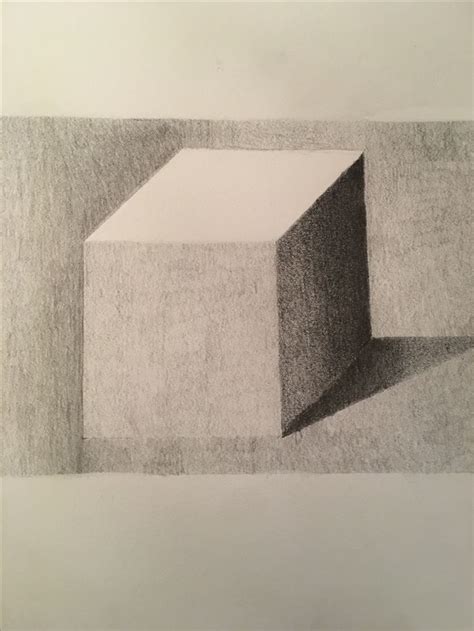 Shaded Cube Shadow Drawing Still Life Drawing Art Drawings