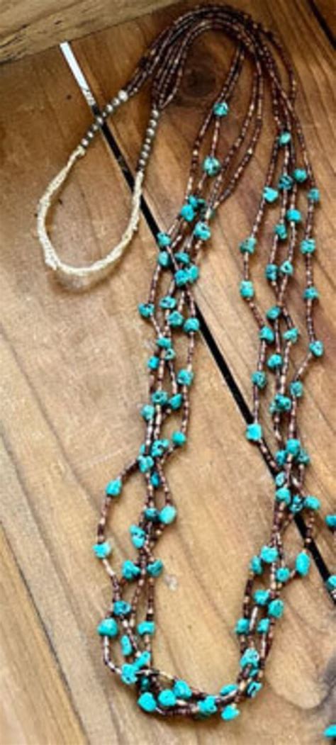 4 Strand Turquoise Nugget Native American Necklace Gem