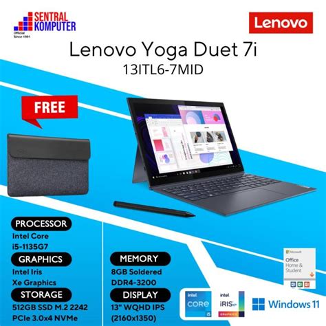 Lenovo Yoga Duet 7i 13itl6 I5 1135g7 Iris Xe 8gb 512gb Win11 Ohs Lazada Indonesia