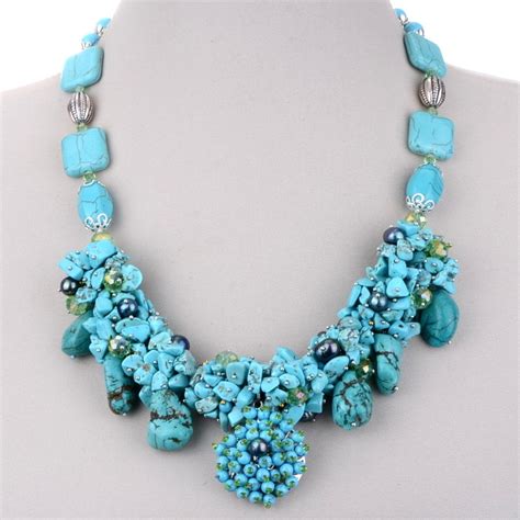 Купить Бусы из бирюзы жемчуга и хрусталя "Морские Сокровища" по цене 2 ...