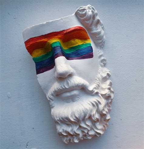 LGBTQ Flag Zeus Statue Gay Art Gay Sculpture Pride Home Decor Male Statue LGBT Mounth Gay