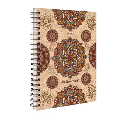 Agenda Planner Semanal 2025 Capa Dura Personalizada Boho Mandala Vermelho E Nude Shopee Brasil