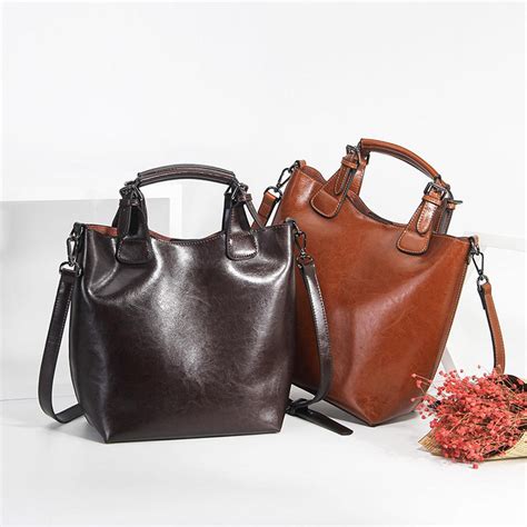 Buy Zency Genuine Leather Handbag Retro Coffee Women Casual Tote