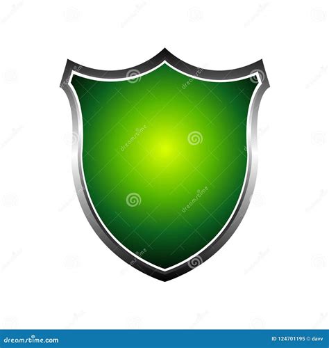 Metal D Green Shield Vector Illustration Isolated On White Background