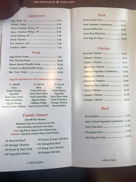 Menu At China Inn Restaurant Lemoore