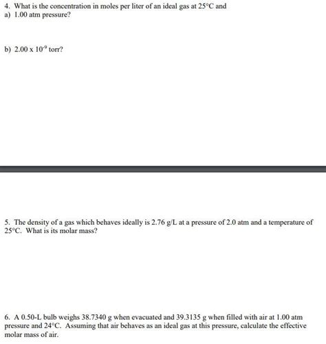 Solved 4. What is the concentration in moles per liter of an | Chegg.com
