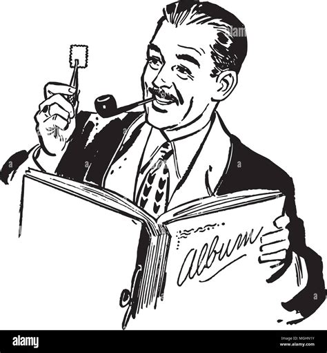 Stamp Collector Retro Clipart Illustration Stock Vector Image And Art