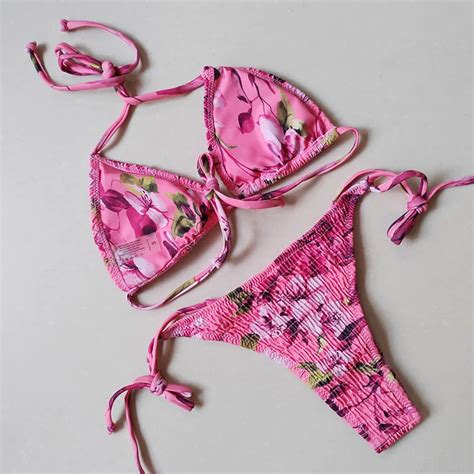 MAILLOT DE BAIN Sexy Triangle Push Up Bikini ensemble brésilien String maillots de bain froncé