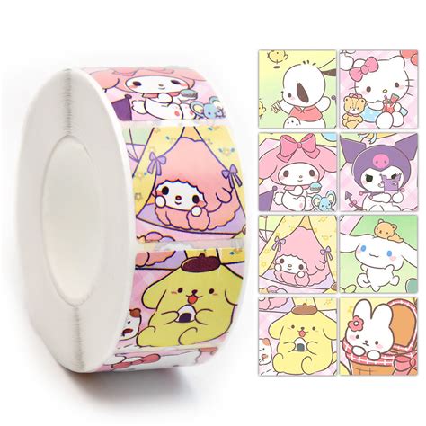 Pcs Sanrio Sticker Cuet Kuromi Sticker Roll Sticker Label Hello