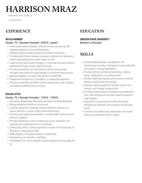 Education Consultant Resume Samples Velvet Jobs