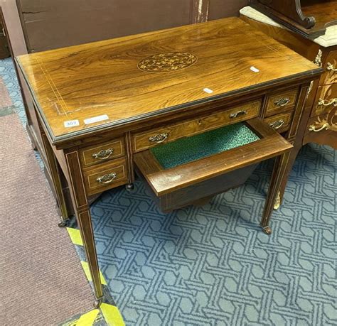 ROSEWOOD INLAID CARD SEWING TABLE Southgate Auction Rooms