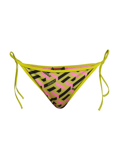 Buy Versace Wo La Greca String Bikini Bottom Pale Avocado Pink Lemonade At Off Editorialist