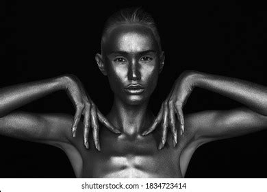 Naked Woman Silver Body Paint Images Stock Photos And Vectors Shutterstock