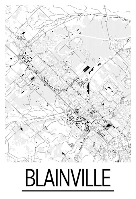 blainville quebec map poster quebec map print art deco etsy