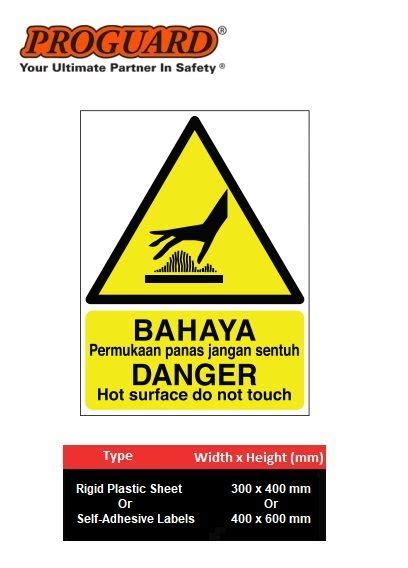 Danger Hot Surface Do Not Touch Safety Warning Sign Indoor Outdoor Building Plastic Sticker