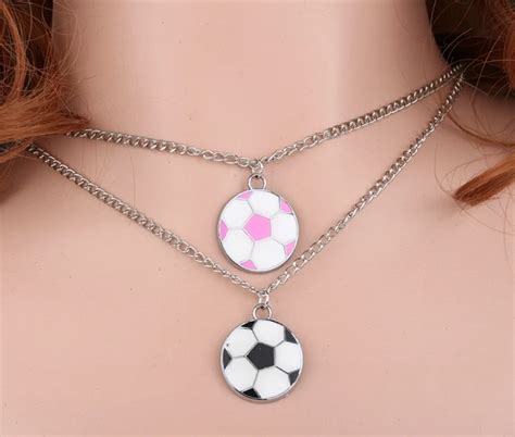 Enamel Football Soccer Charms Vintage Silver Choker Collar Statement