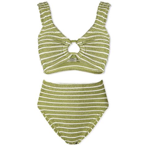 Hunza G Nadine Bikini Metallic Moss White END GB