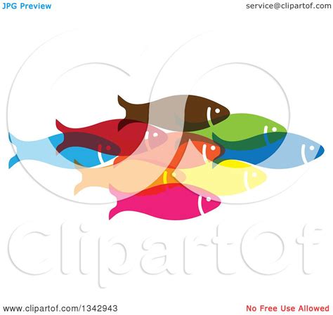 Clipart Of A Group Of Colorful Schooling Fish 3 Royalty Free Vector