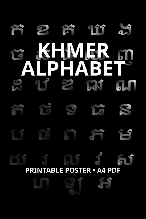 khmer alphabet poster printable khmer letters wall art cambodian