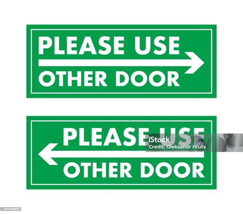 door sign pointing left   stock illustration