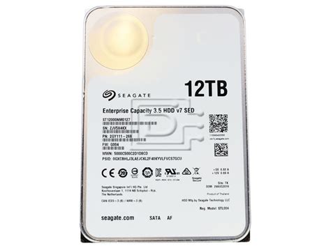 Seagate ST12000NM0127 Enterprise 12TB 3.5" 6Gbps 7.2K RPM 512e SED SATA ...