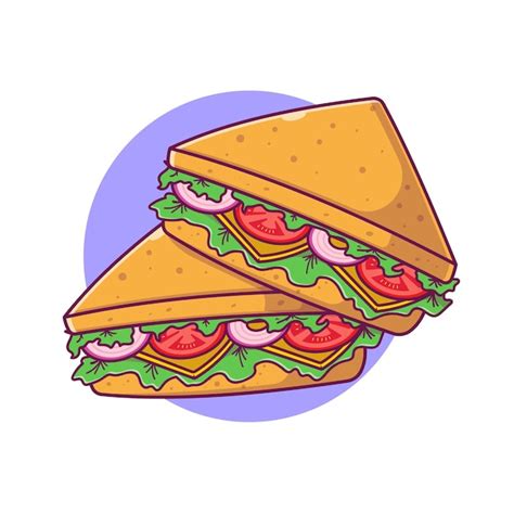 Premium Vector Sandwich Cartoon Vector Icon Illustration