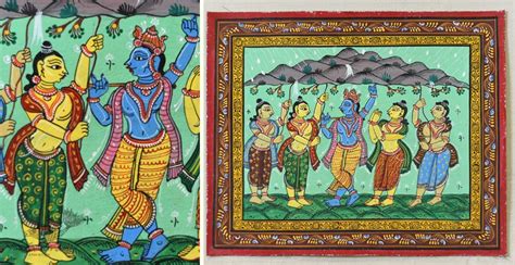 Pattachitra Painting - - krishna Govardhan Parvat