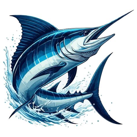 Premium Vector Blue Marlin Fish Jumping Vector Illustration