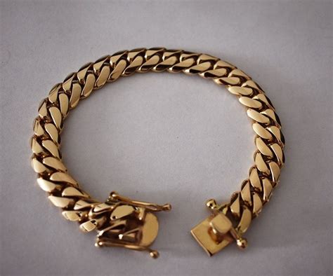 Solid K Gold Miami Men S Cuban Curb Link Bracelet Heavy Grams