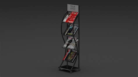 Magazine Display Stand Black With Magazines 3d Model 29 3ds Blend