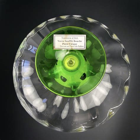 Coupe en verre pop soufflé bouche signée Trésor du Galion OVIRY