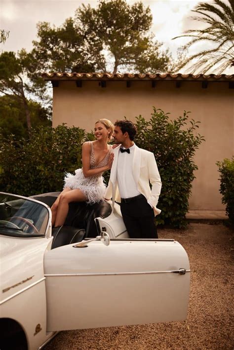 Crystal Embroidered Short Nude Gatsby Wedding Dress With Feathers ALBY Luxury Bridal Designs