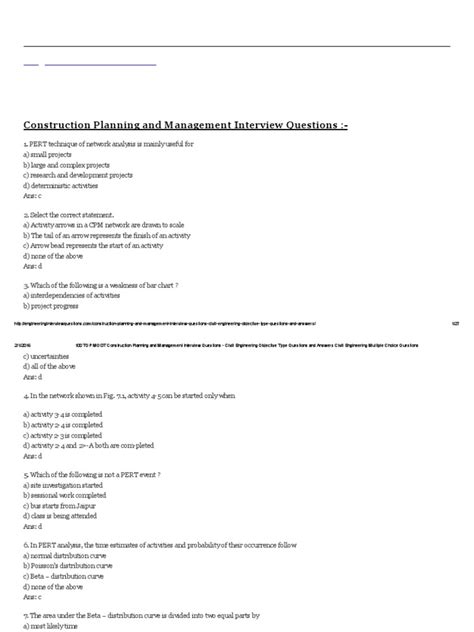 Pdf Construction Planning And Management Civil Engineering Objective