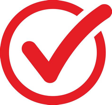 Red Check Mark, Acceptance Badge, Approval Icon, Verification Sign ...