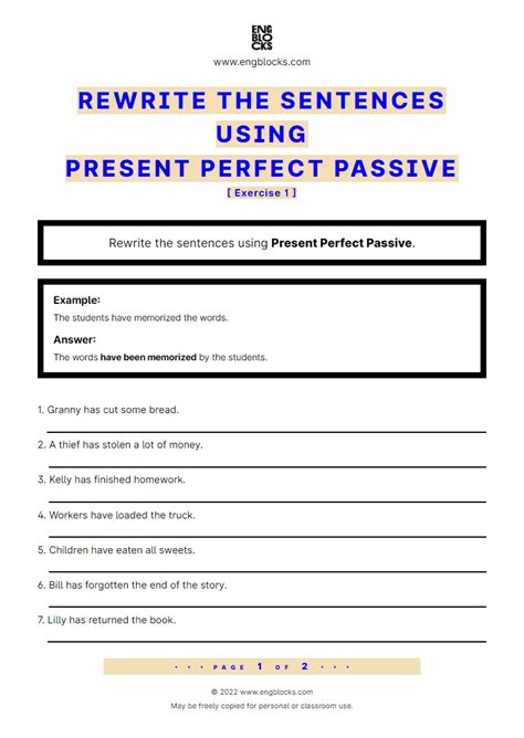 Rewrite The Sentences Using Passive Voice Present Perfect Exercise 3 Worksheet English