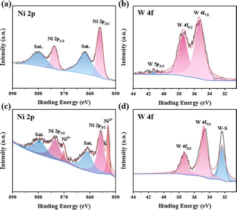 XPS A Ni 2p And B W 4f Spectra Of WS2 Ni3S2 NF C Ni 2p And D