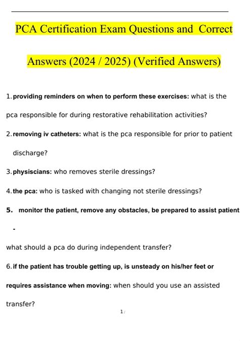 PCA Certification Exam Questions And Answers 2024 2025 Verified