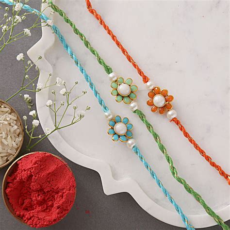 Buy Send Sneh Premium Beads Floral Rakhis Set Of Online Fnp