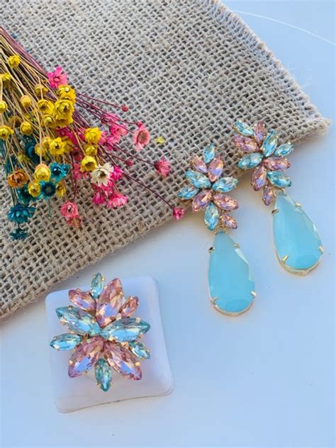 Kit Anel Regul Vel Brinco Mini Londres Azul Nude Mania De Mulher Acess Rios De Moda