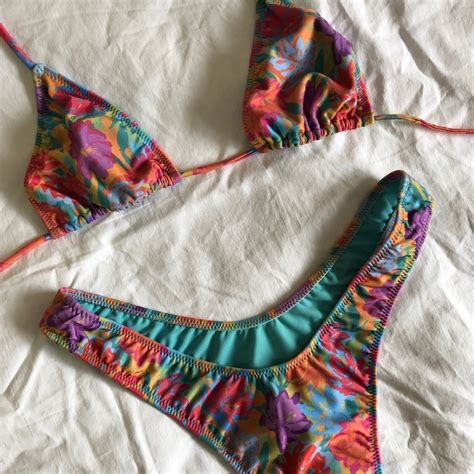 Deadstock Vintage Inspired Bikini Thong Style Floral Printed Etsy