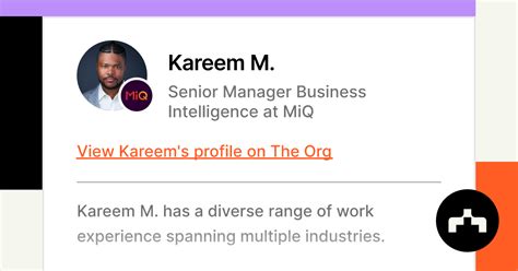 kareem  senior manager business intelligence  miq  org