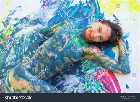 Top View Naked Woman Spray Paint Stock Photo Shutterstock
